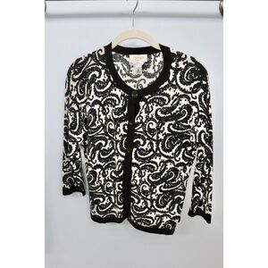 Vintage Talbots Black Paisley Cardigan M